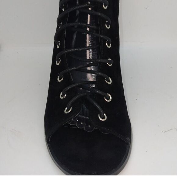 VIVA Womens NEW w/Box Full Open Front Black Laceup Boots & Block Heel - sz. 10 - Picture 3 of 7